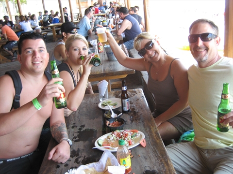 group eating and drinking at Joe's Oyster Bar!